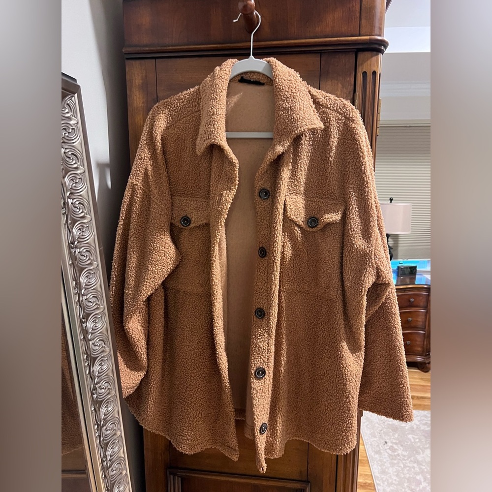 Cozy Tan Sherpa Jacket Hazel Boutique
